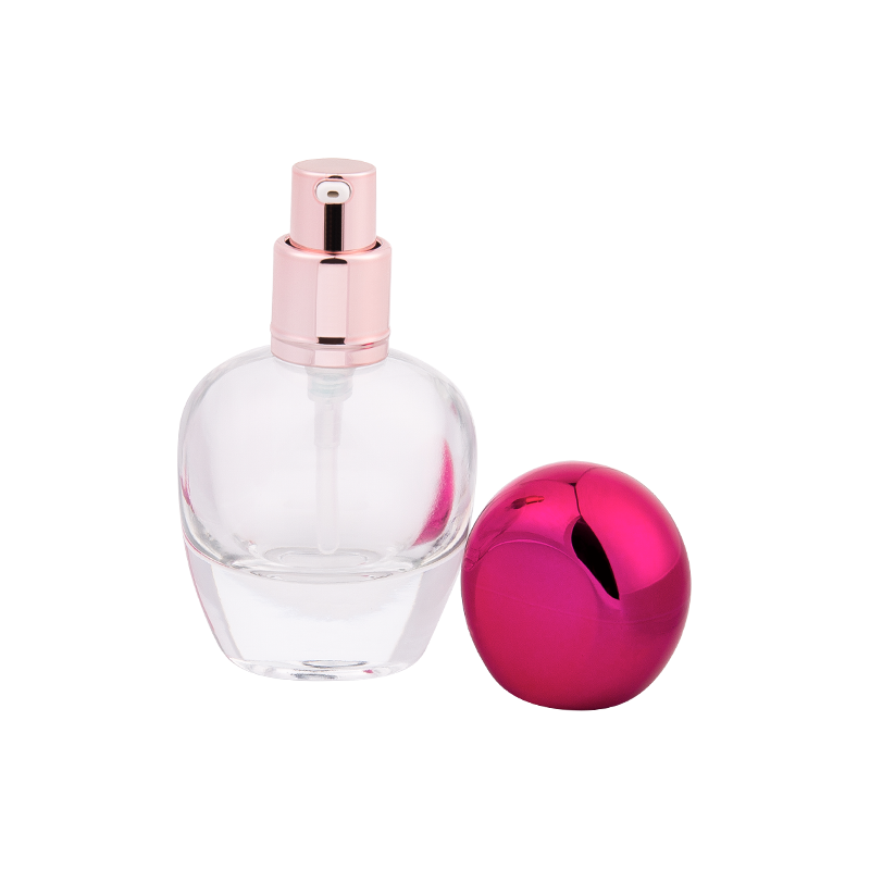 30 ml lasi hajustepullo metallisella vaaleanpunaisella ABS -korkilla